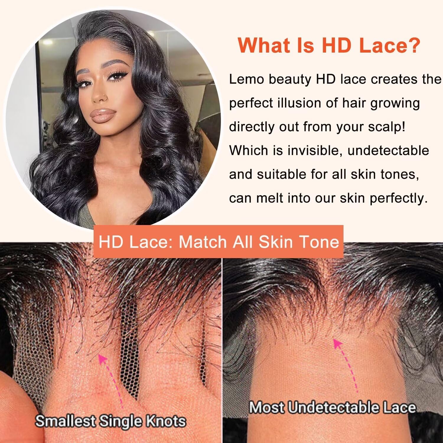 13x6 Full Lace Frontal Human Hair Wig - Body Wave 24 Inch HD Transparent Lace Front Wig with Pre-Plucked Bleached Knots & 180% Density - Perfect for Daily Wear, Parties, and Special Occasions