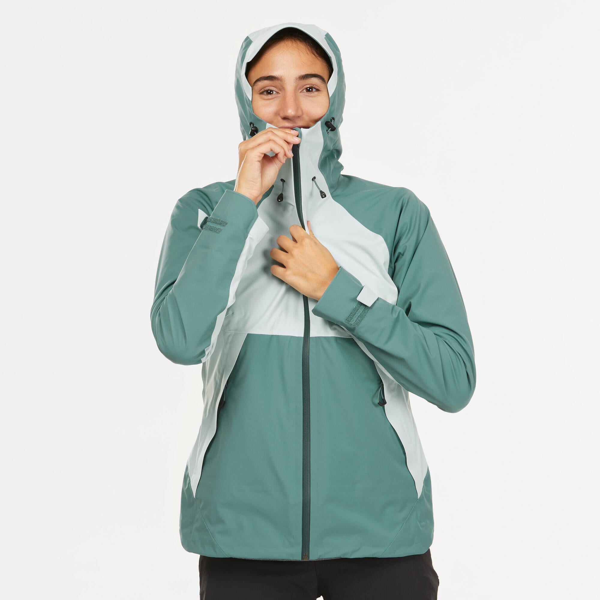 Quechua Women's MH500 Waterproof Hiking Jacket - Lightweight Windproof Raincoat for Outdoor Adventures, Camping & Travel