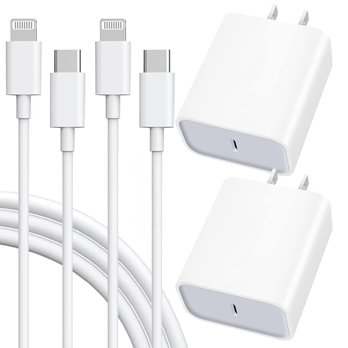 20W Fast USB C Charger & 6FT Type C to Lightning Cable for iPhone 14/13/12/11 Pro/Pro Max/XS Max/XR - Rapid Charging Wall Adapter (2-Pack) - Perfect for Home, Office & Travel Use