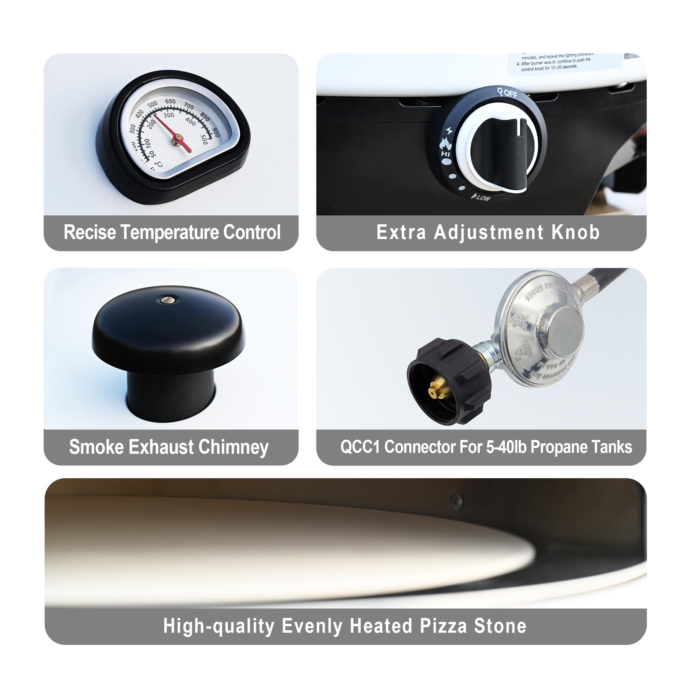 Outdoor Propane Pizza Oven with Automatic Ignition - 15-Inch Cordierite Stone for Perfect Crispy Crust, Built-In Thermometer & Pizza Peel Included - Ideal for Backyard Parties, Camping & Outdoor Cooking