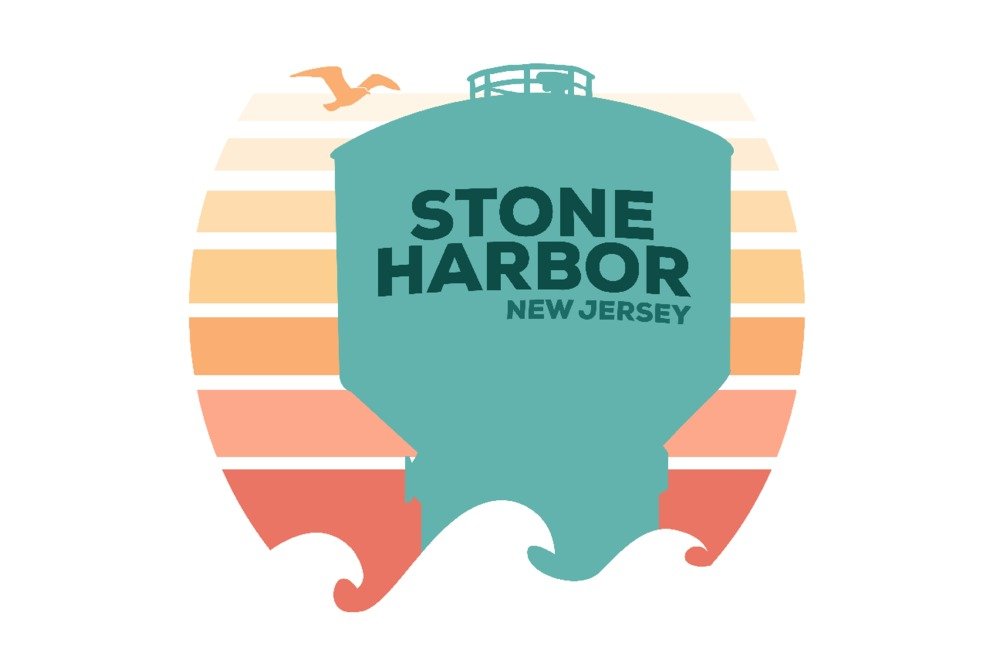 Signed Stone Harbor New Jersey Water Tower 78704 Art Print - 24x36 Wall Decor Poster for Living Room, Bedroom & Office