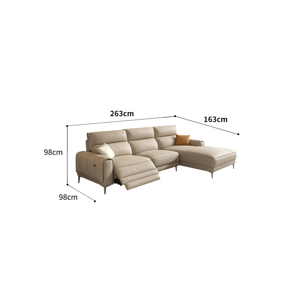 Luxury Italian Leather Sectional Sofa Set with Power Recliner - Modern Living Room Furniture for Home Theater & Family Gatherings