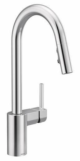 Moen 75651 Chrome Align Kitchen Faucet with Pulldown Spray - 1.0 GPM Low Flow Water-Saving Design - Perfect for Modern Farmhouse & Small Kitchen Renovations
