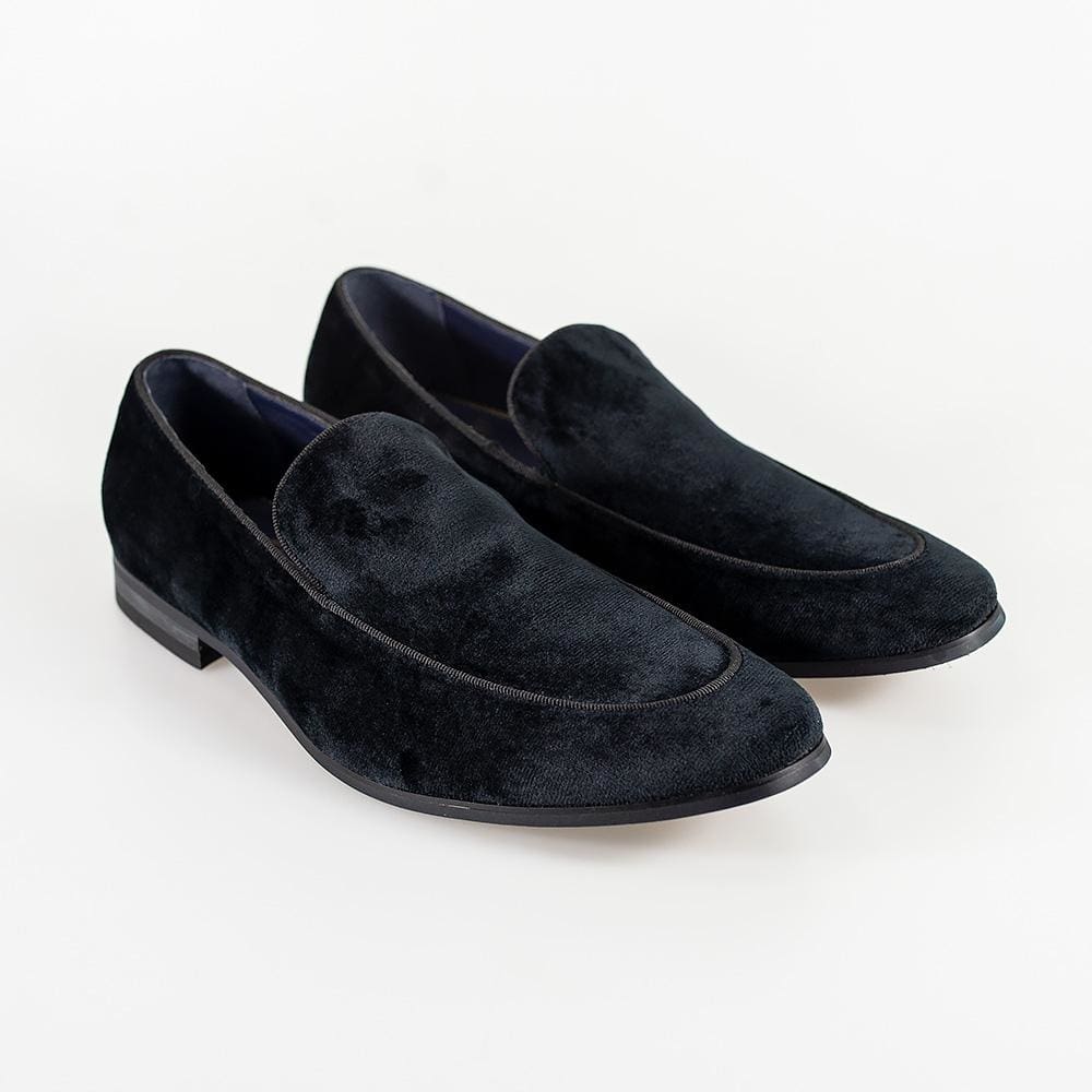 Cavani Milan Black Men's Velvet Dress Shoes - Luxurious Formal Loafers for Weddings, Parties & Business Events