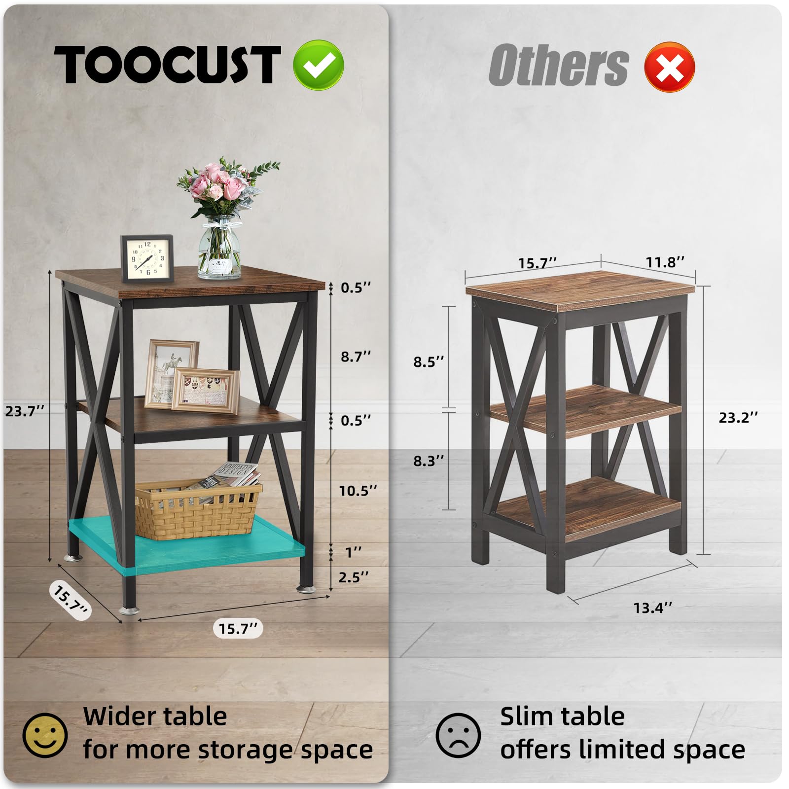 Modern Farmhouse Side Tables Set of 2 - 16
