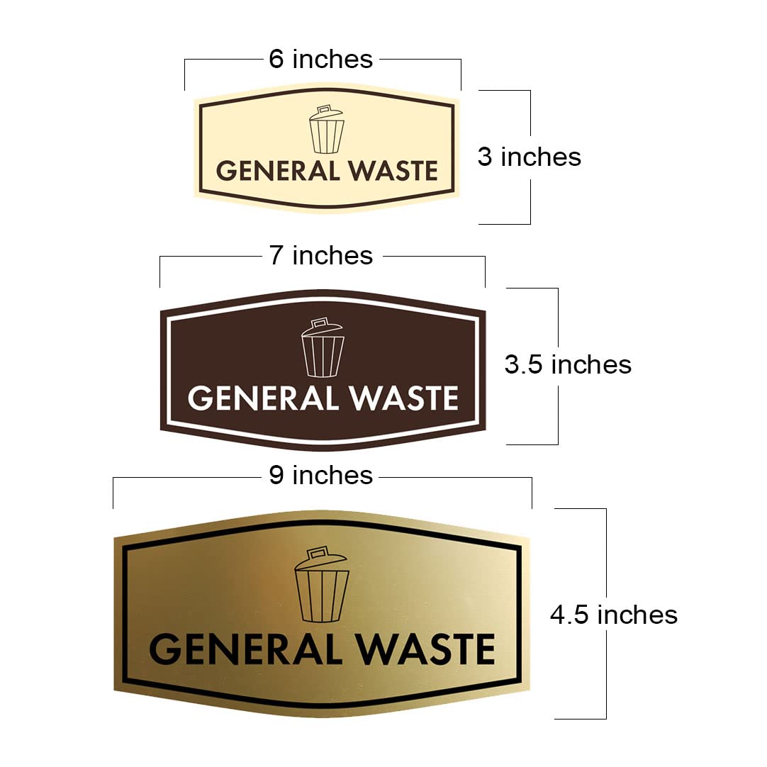 Small General Waste Sign (White/Red) - Durable Trash Bin Label for Office, Warehouse & Public Spaces
