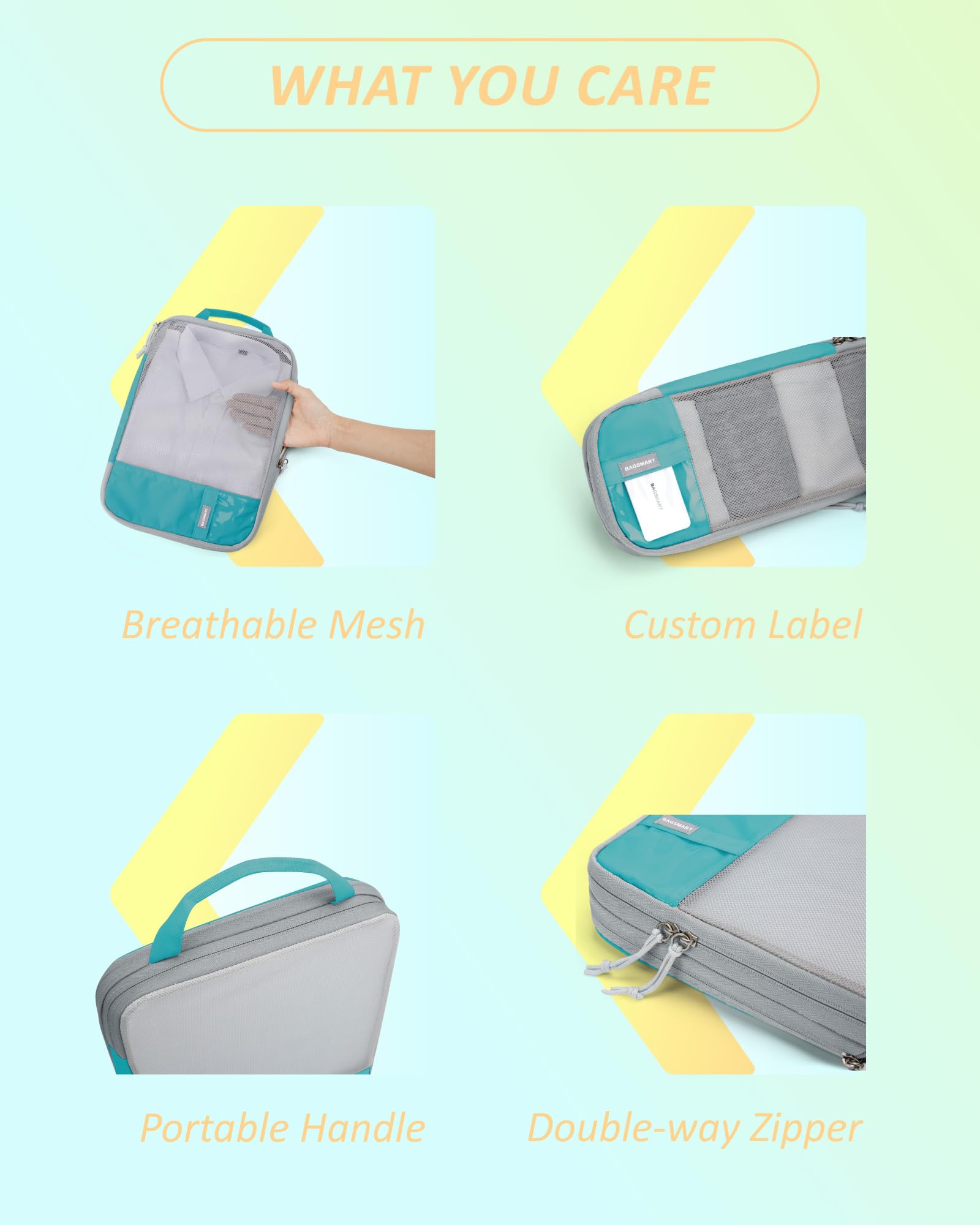 BAGSMART 2/4/6 Set Compression Packing Cubes for Travel - Lightweight Luggage Organizer Bags, Durable Suitcase Organizer for Vacation Essentials | Perfect for Business Trips, Family Vacations & Backpacking Adventures