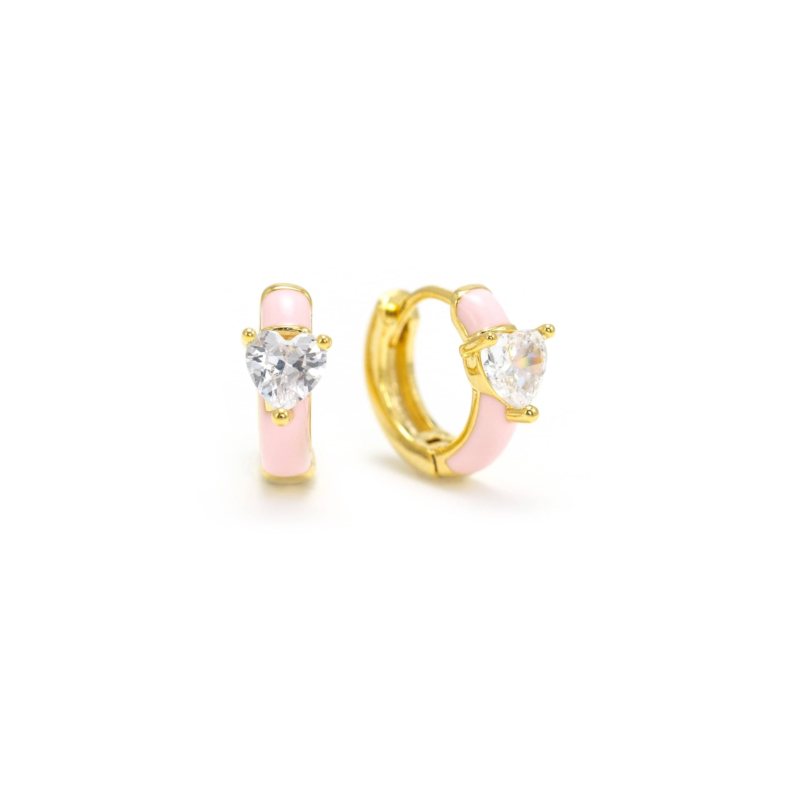 Heart Enamel Huggie Hoop Earrings for Women - Dainty Gold Plated Cartilage Earrings - Perfect for Valentine's Day Gifts, Date Night & Everyday Wear