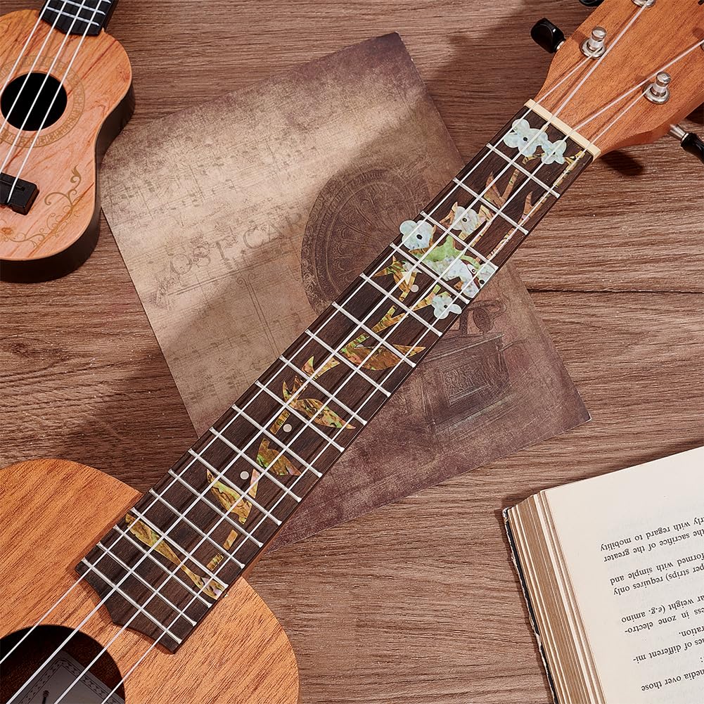 AHANDMAKER Flower Inlay Fret Markers - 2 Sets of Adhesive Guitar Fretboard Stickers for 6-String Acoustic, Bass & Electric Guitars - Perfect for DIY Guitar Customization & Performance Enhancement
