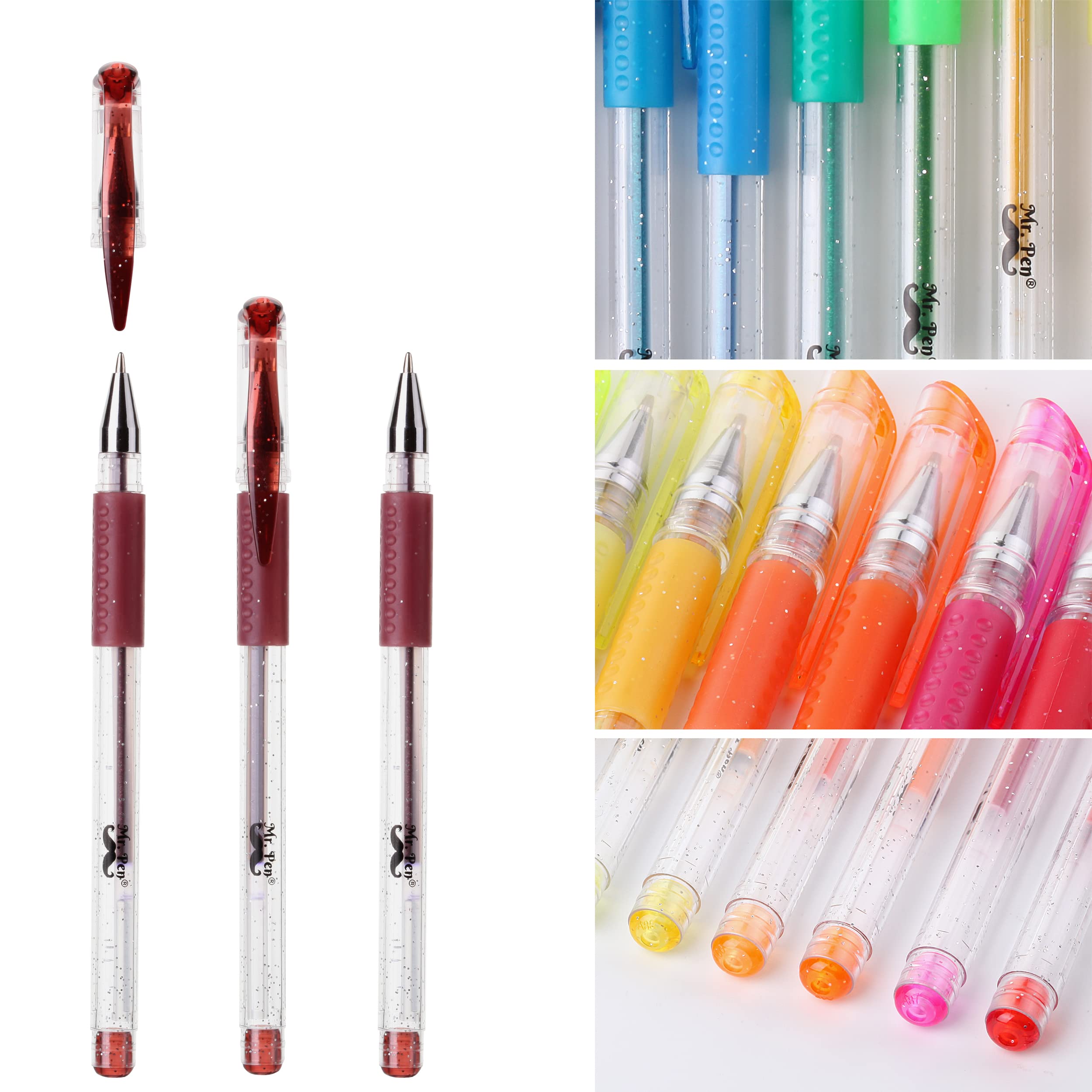 Mr. Pen Glitter Gel Pens Set - 20 Vibrant Neon Colors, Sparkly Gel Pens for Adult Coloring Books, Bible Journaling, Scrapbooking & Art Projects | Smooth Writing Gel Pens for Journals, Planners & Creative Crafts
