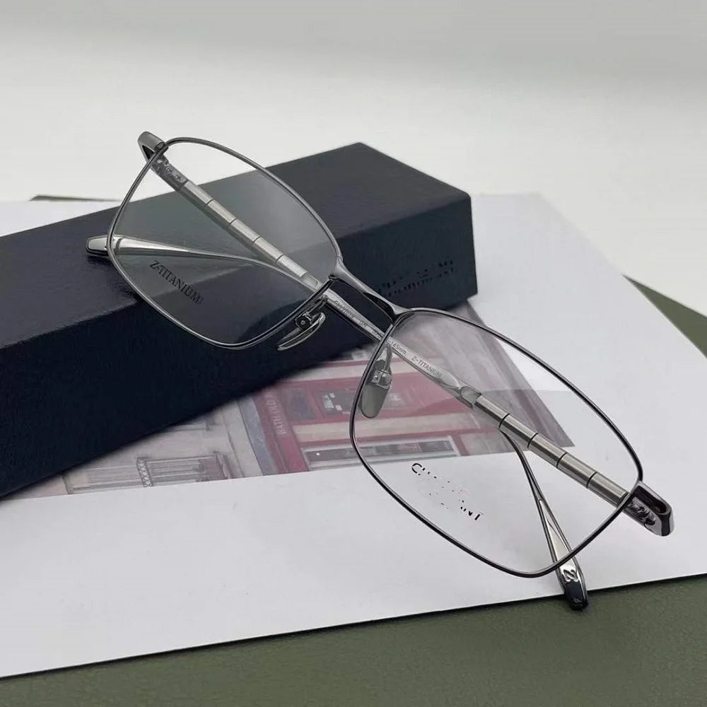 Aimee Men's Full Rim Square Titanium Eyeglasses 27019 - Lightweight Durable Frame for Work, Reading & Everyday Use