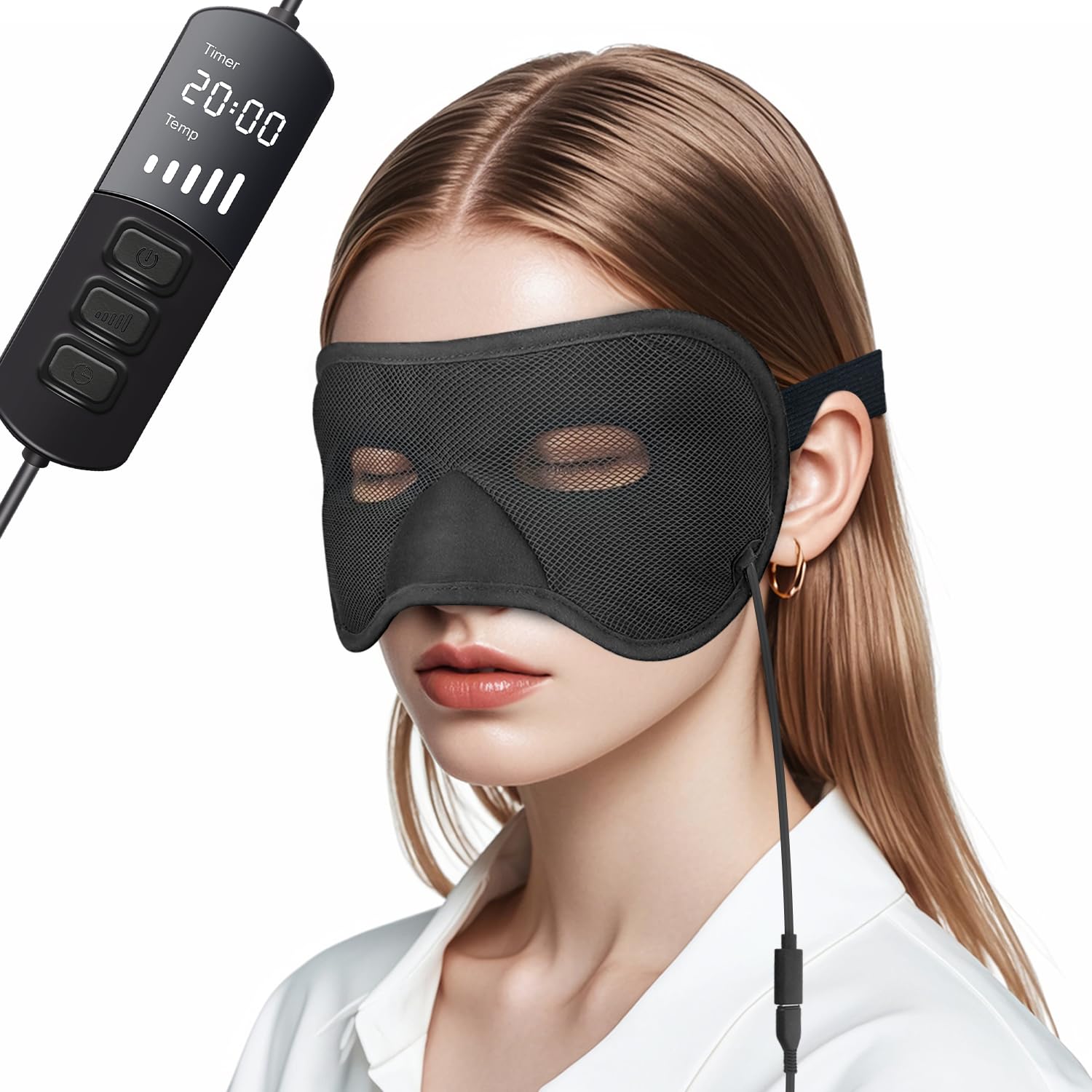 Aroma Season Heated Sinus Mask for Sinus Pressure Relief - Adjustable 5 Heat & 6 Timer Settings - Face Mask for Nasal Congestion, Sinusitis, Runny Nose - Perfect for Cold, Flu & Allergy Relief at Home or Travel