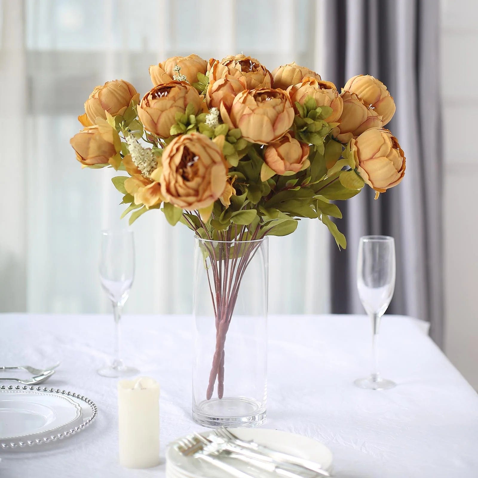 2 Pack 19 Stems Silk Peony Flowers Artificial Floral Arrangement - Perfect for Home Decor, Wedding Centerpieces & Office Tabletop Decoration