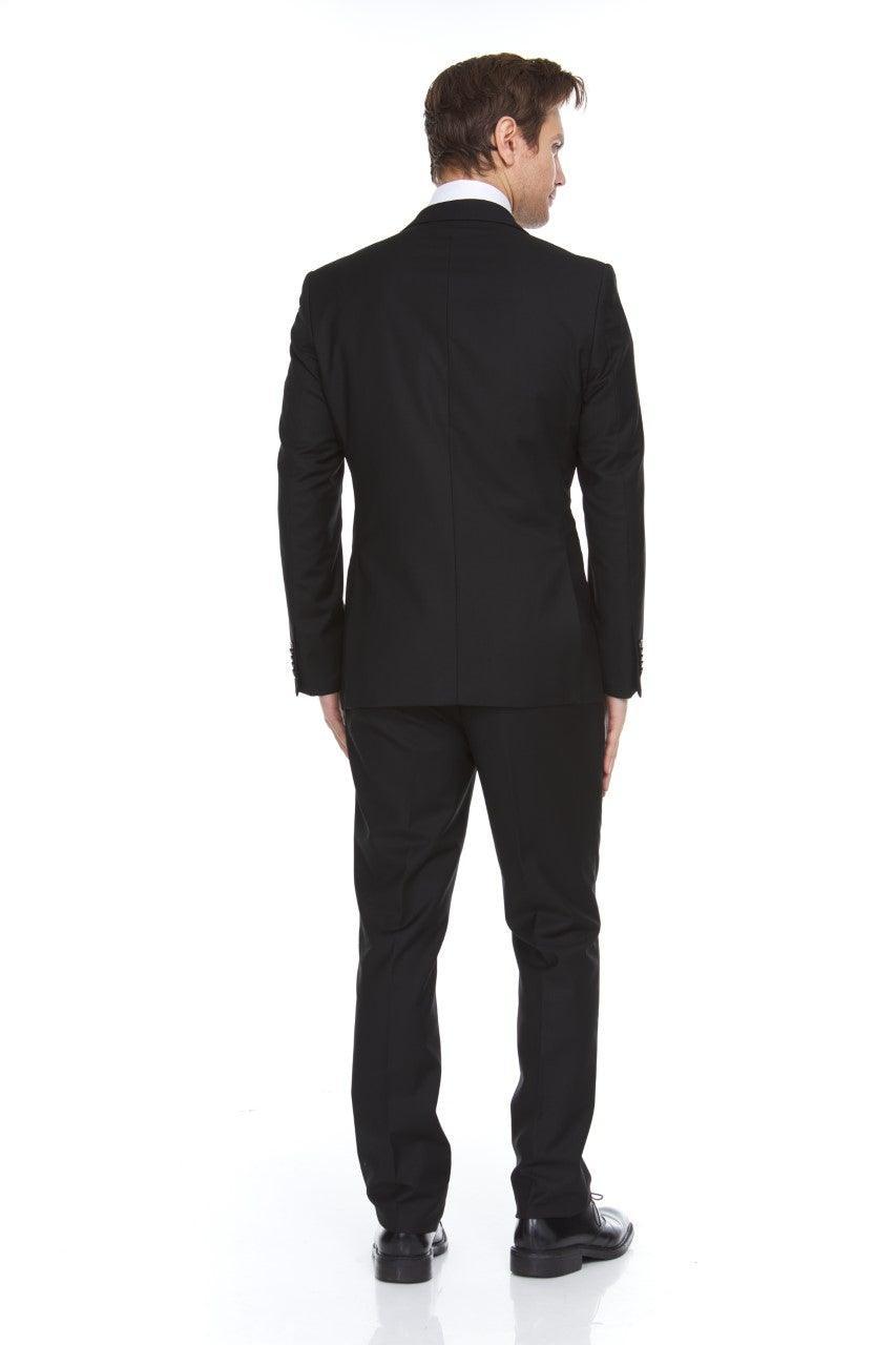Ferera Collection Men's 3-Piece Modern Fit Suit - Solid Black Formal Wear for Business, Weddings & Special Occasions