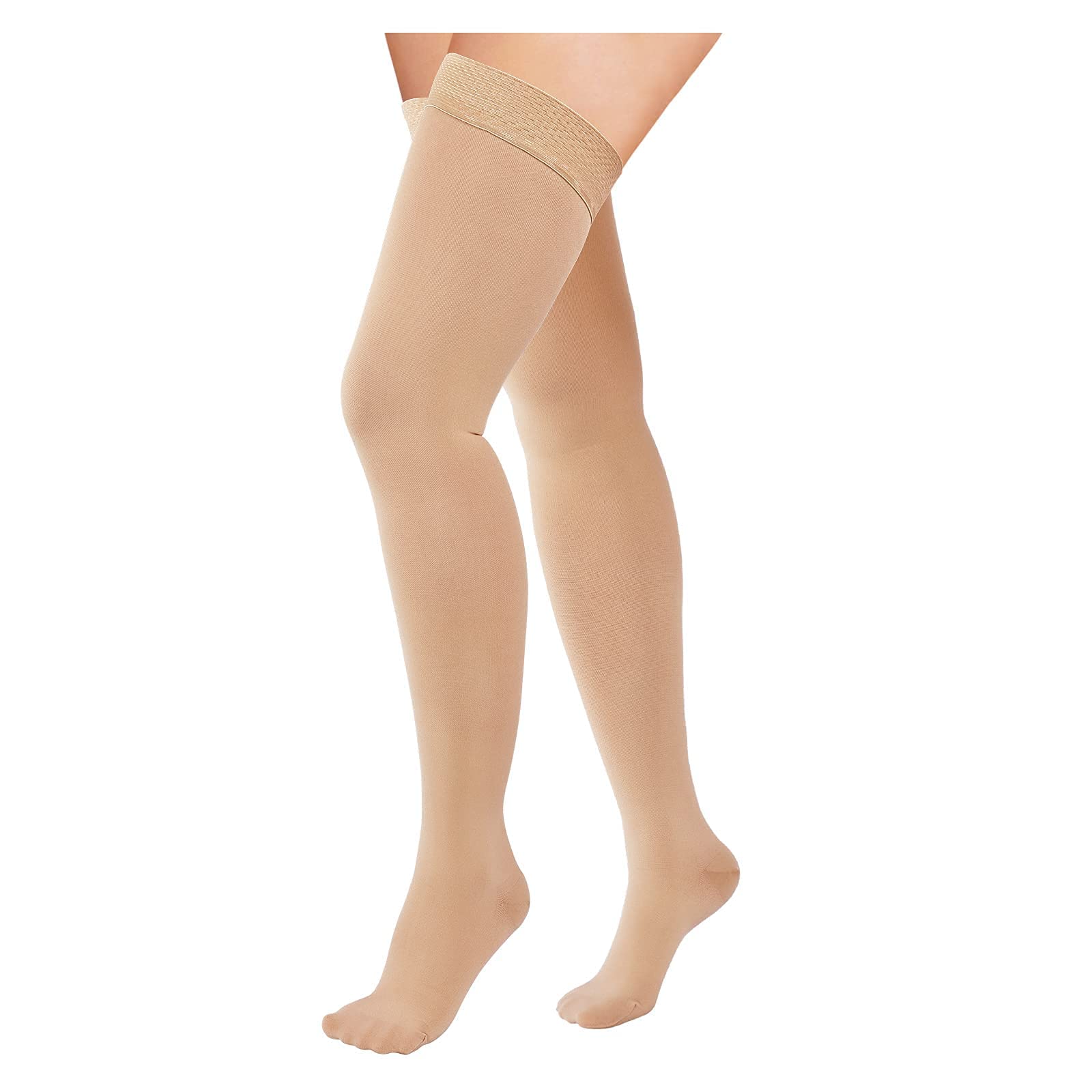 15-20mmHg Thigh High Compression Socks for Women & Men - Medical Grade Closed Toe Support Stockings with Silicone Band - Best for Running, Nursing, Sports & Varicose Veins Relief - Ideal for Athletes, Nurses & Travelers
