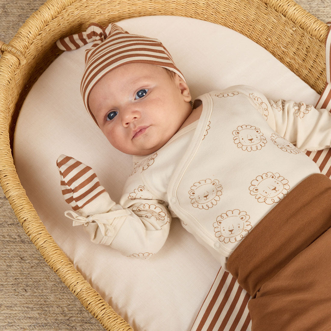 Baby Pant Set in Cinnamon & Natural Colors - Soft Cotton Comfort for Playtime & Outings - Final Sale