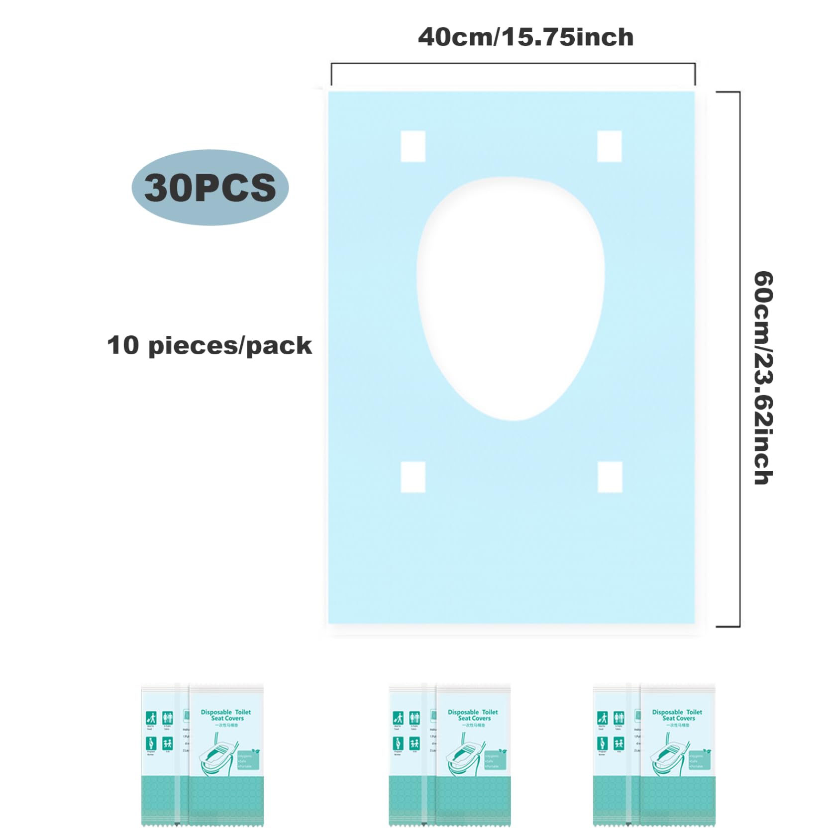 **Disposable Toilet Seat Covers 30Pcs - Flushable, Waterproof & Hygienic Public Restroom Essentials | Travel, Office & Outdoor Use**