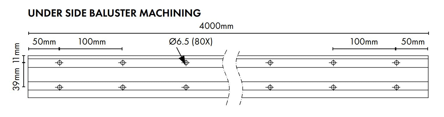 Aluminum Face Mount L Profile Visor Balustrade - 4000mm Long for Staircase, Balcony & Deck Railing Systems