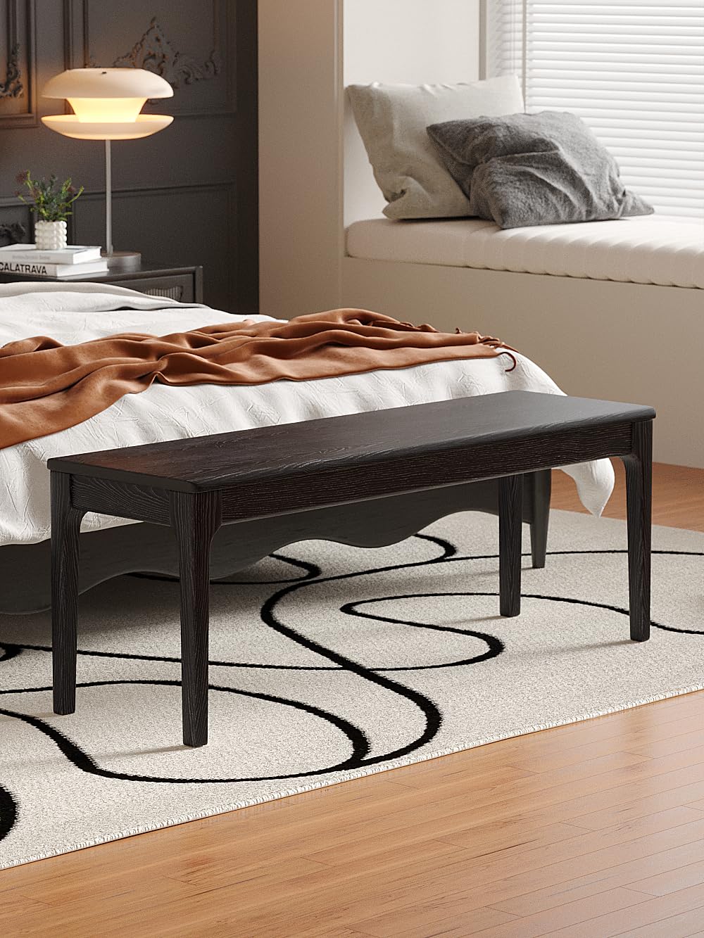 Solid Oak Wooden Dining Bench - 55.2