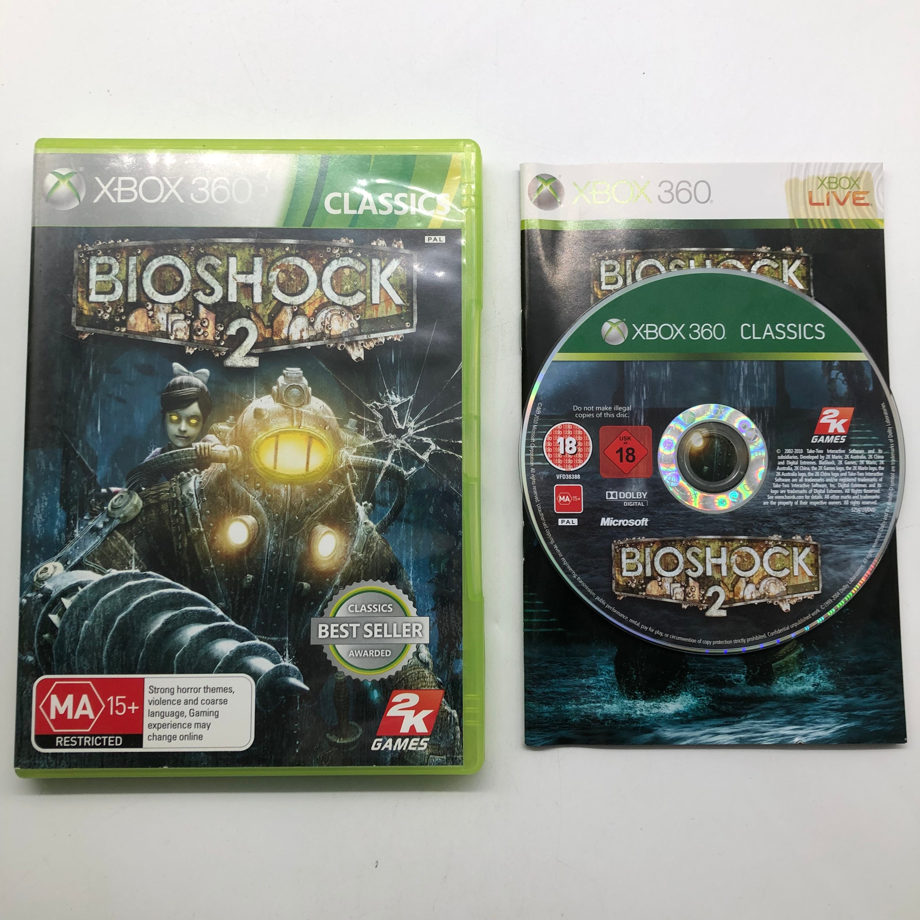 Bioshock 2 Xbox 360 Game with Manual - PAL Version (25AU4) | Action-Adventure Shooter for Single Player Gaming