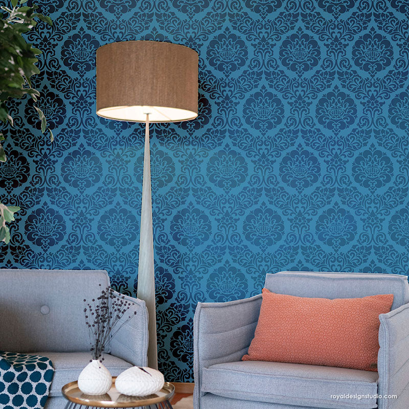 Constance Damask Wall Stencil - Reusable DIY Painting Template for Home Decor, Wall Art, and Furniture Makeover | Perfect for Bedrooms, Living Rooms, and Accent Walls