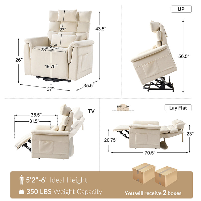 Lift Assist Power Recliner Geri Chair with Intense Massage & Heat - Electric Lift Chair for Elderly & Disabled - Perfect for Living Room, Bedroom & Home Care