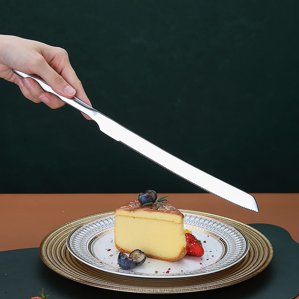 Stainless Steel Wedding Cake Knife and Server Set - Elegant Cake Cutting Utensils for Weddings, Parties & Special Events - Dishwasher Safe Shiny Silver - Perfect for Wedding Cakes, Anniversary Celebrations & Family Gatherings