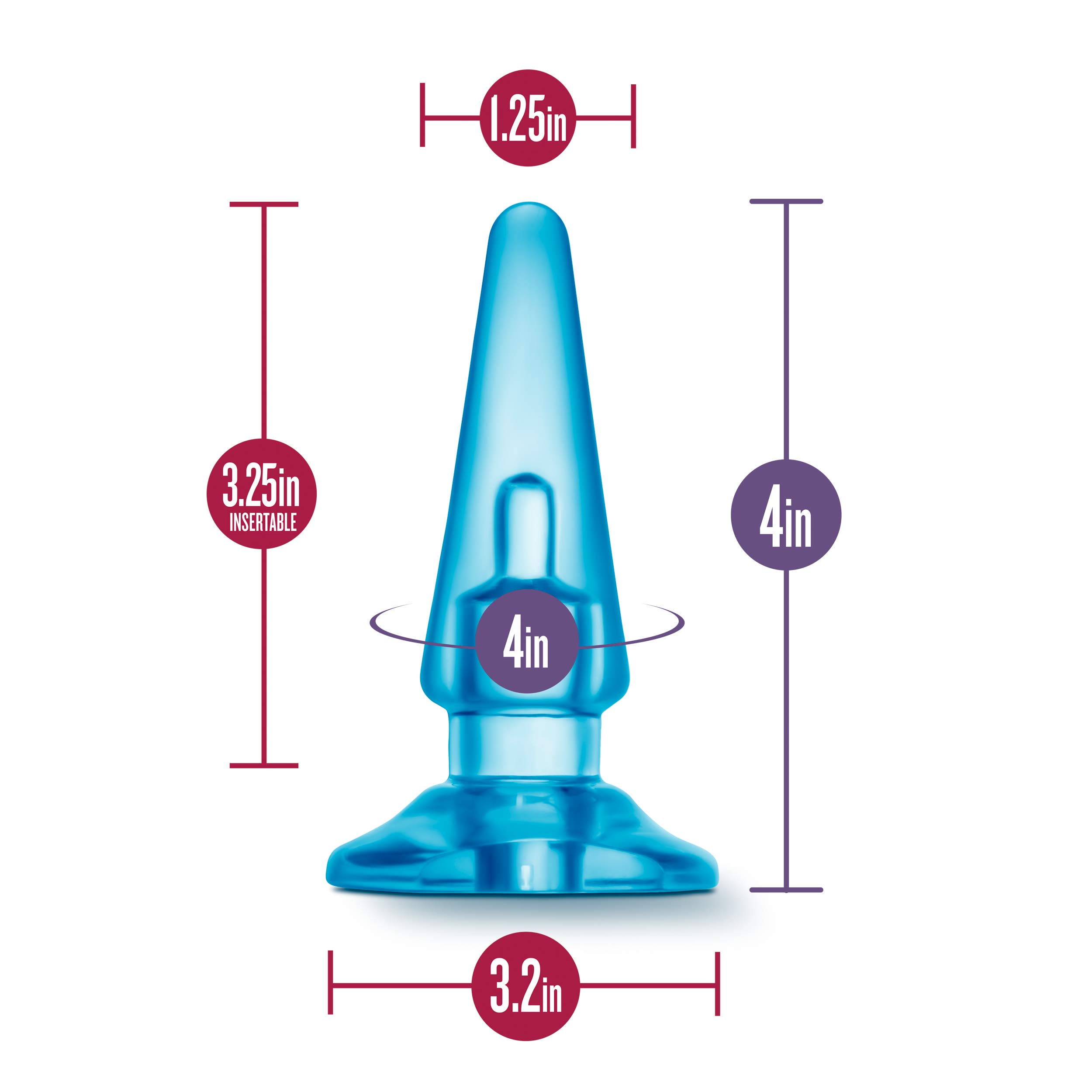 Blush Novelties B Yours Basic Anal Plug - Tapered Tip for Easy Insertion, Comfortable Base, 4 Inch Length & 1.25