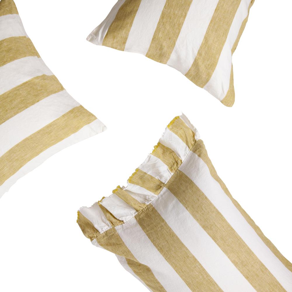 Premium 100% Linen Pillowcase Set - Natural Kelp Stripe Design - Breathable & Hypoallergenic Bedding for Home, Hotel, or Airbnb Use