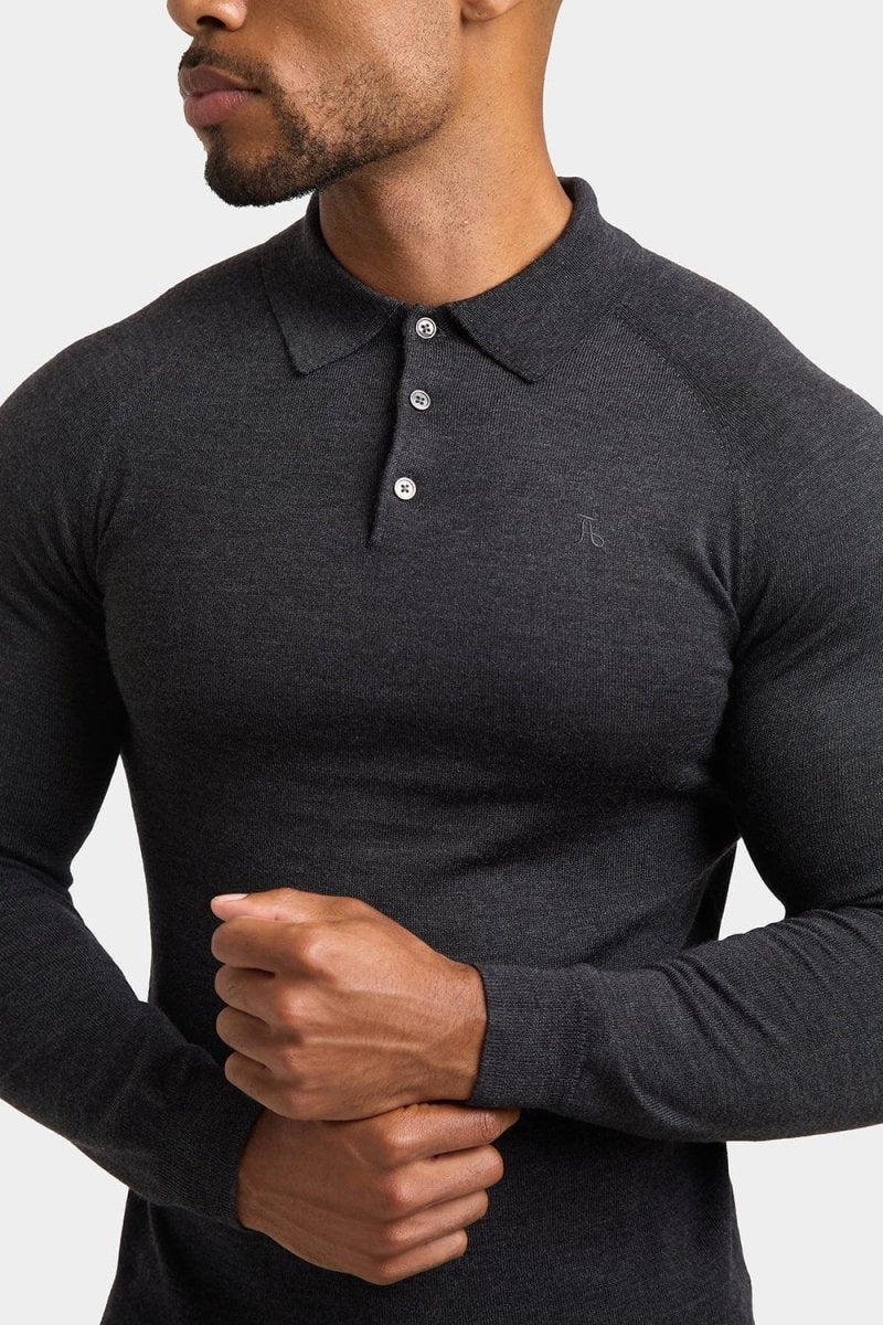 Premium Merino Wool Polo Shirt for Men - Soft Breathable Forest Marl Knit Top - Perfect for Golf, Business Casual & Outdoor Activities
