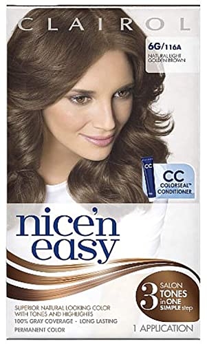Nice 'n Easy Permanent Hair Color, Light Golden Brown [6G] - Pack of 12 | Long-Lasting, Ammonia-Free Hair Dye for At-Home Salon Results | Perfect for Touch-Ups, Gray Coverage & Vibrant Color Refresh