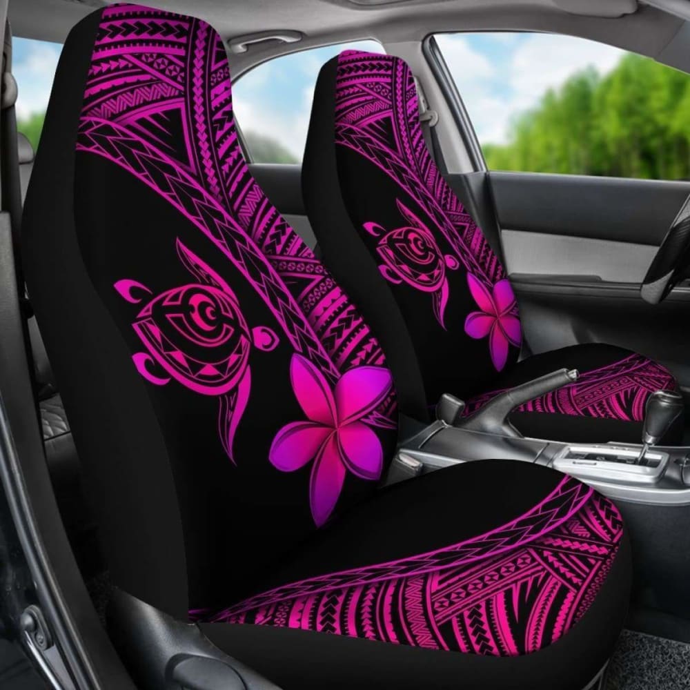 Alohawaii Premium Car Seat Covers - Hawaii Turtle & Plumeria Pink Design - Universal Fit for Cars, Trucks & SUVs - Perfect for Beach Trips, Summer Drives & Hawaiian-Themed Decor