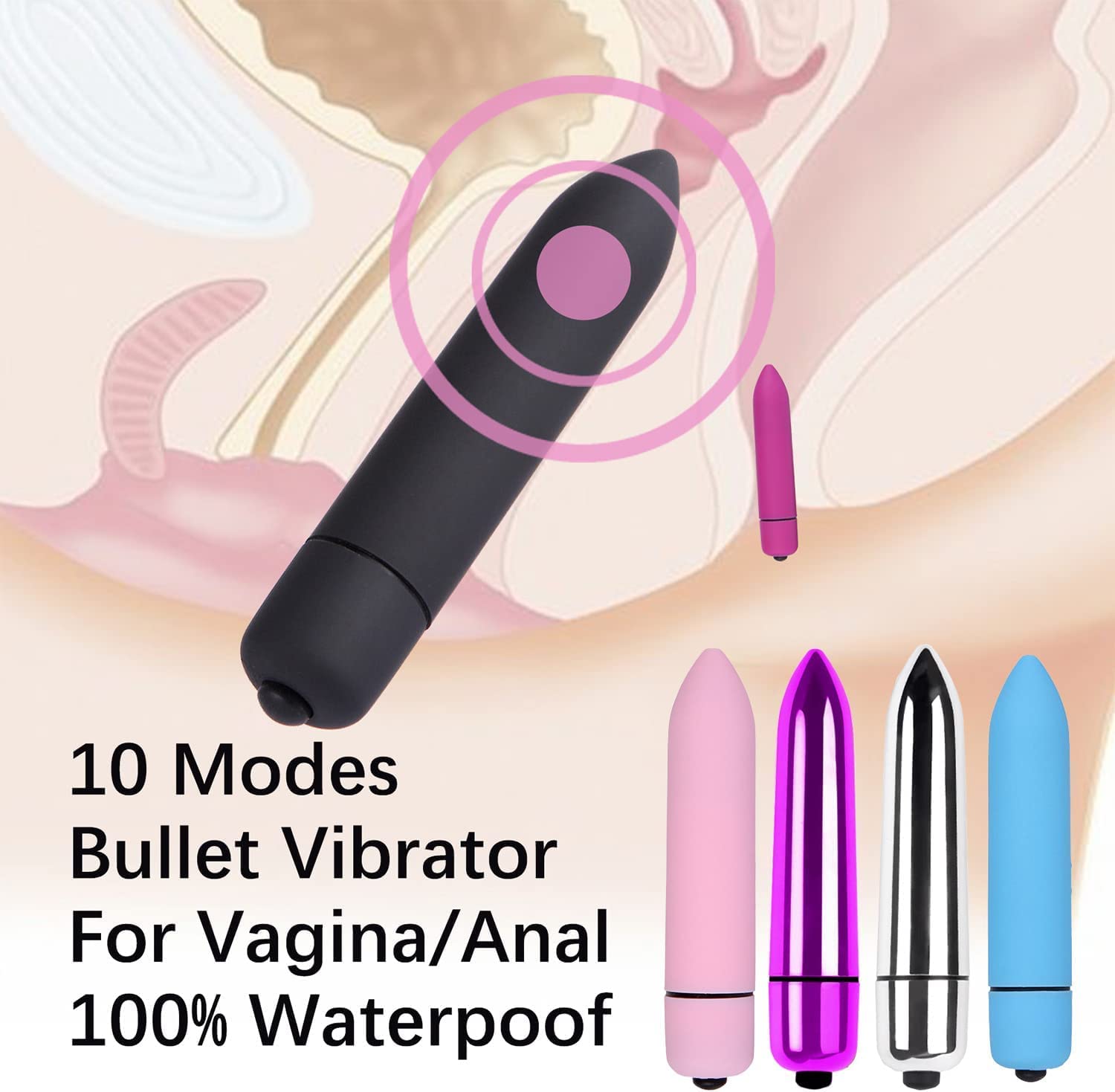 10-Speed Powerful Bullet Vibrator - Mini Waterproof Pocket Clitoral Stimulator for Women | Super Strong Rechargeable Adult Sex Toy with Discreet Packaging (Blue) | Perfect for Solo Play, Couples Fun & Travel