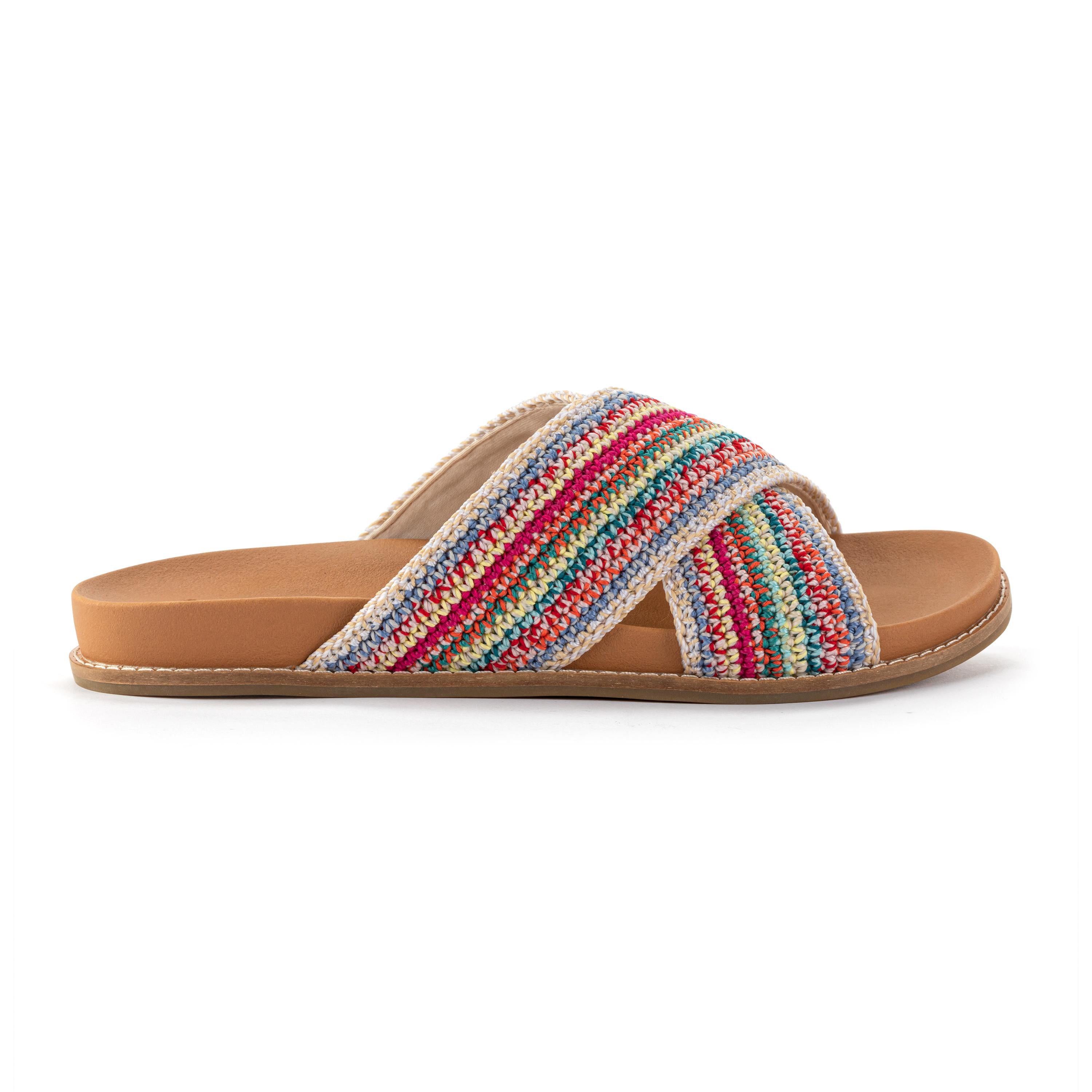 Hand Crochet Penelope Sandal with Eden Stripe Design - Comfortable Bohemian Summer Sandals for Women | Perfect for Beach, Vacation & Casual Outings