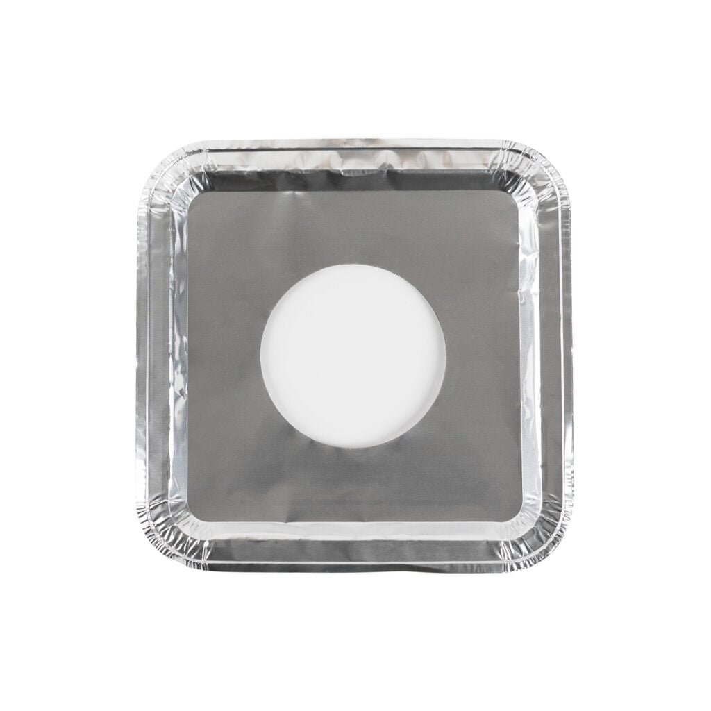 5-Pack Square Aluminum Disposable Burner Bibs - Heat-Resistant Stove Protector for Gas & Electric Ranges - Perfect for Cooking, Grilling & Kitchen Safety