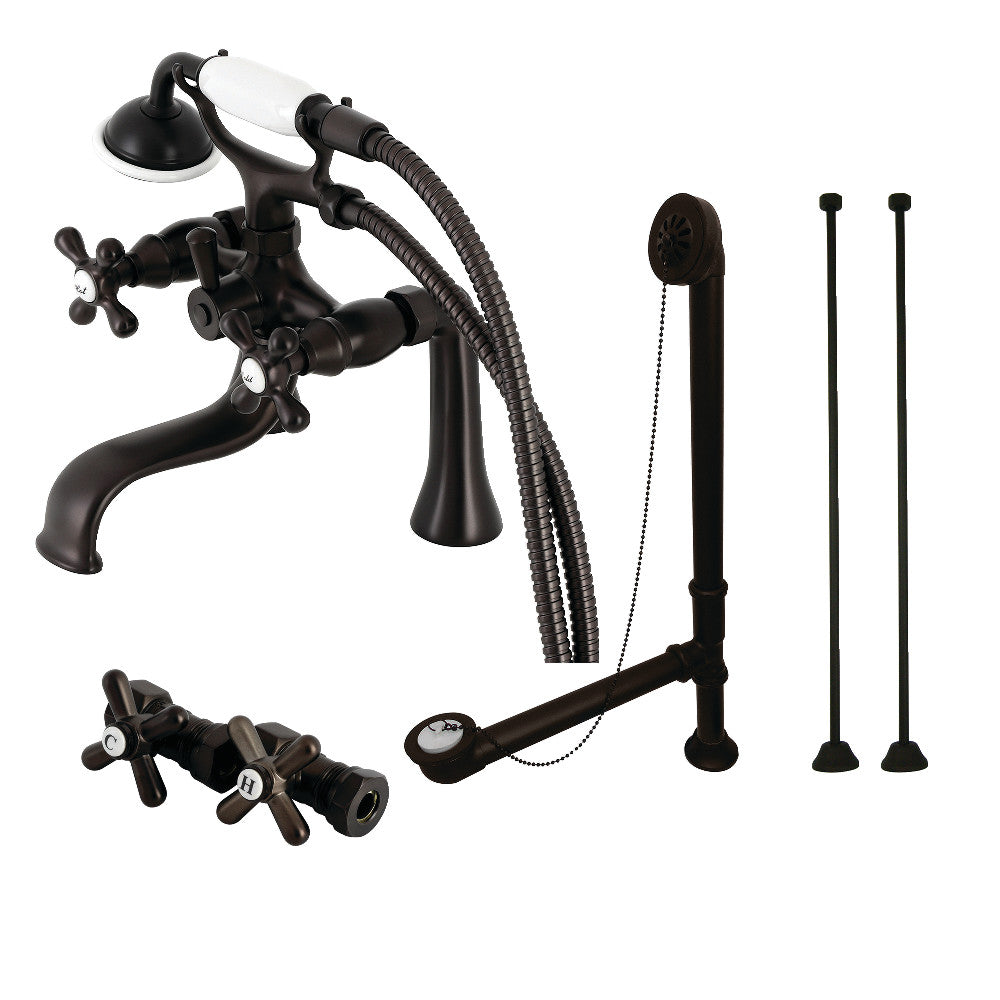 Kingston Brass CCK228C Vintage Deck Mount Clawfoot Tub Faucet Set with Supply Line - Antique Style Bathroom Fixture for Classic & Modern Bathrooms, Perfect for Freestanding Tubs and Luxury Home Renovations