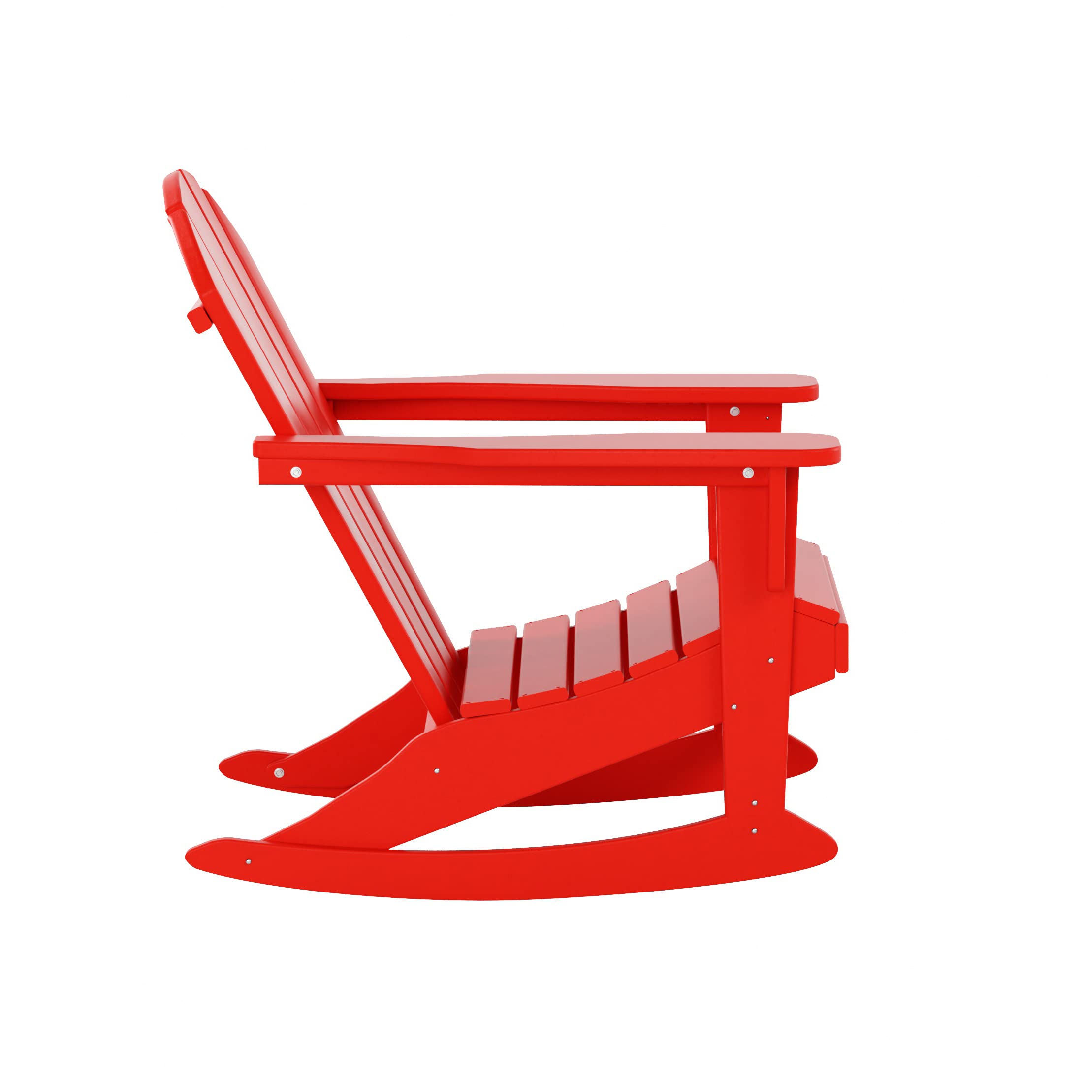 **WO Home Furniture Classic Outdoor HDPE Rocking Chair - UV & Weather Resistant, Comfortable Patio Rocker (Red) - Perfect for Gardens, Decks, and Porches**