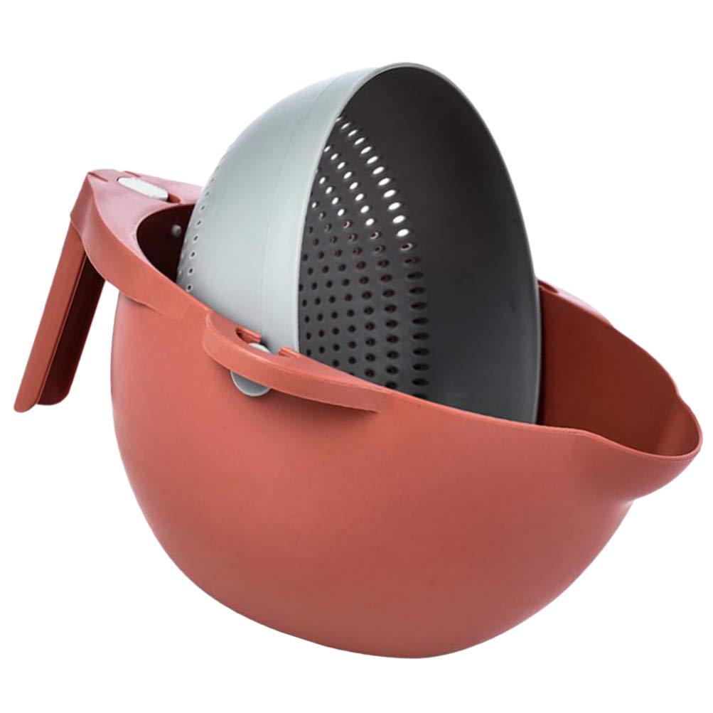 Premium Red Plastic Colander Strainer Set - Detachable Kitchen Strainer for Washing Fruits & Vegetables, Mixing, Draining - Ideal for Cooking, Meal Prep & Kitchen Storage (Round Design)