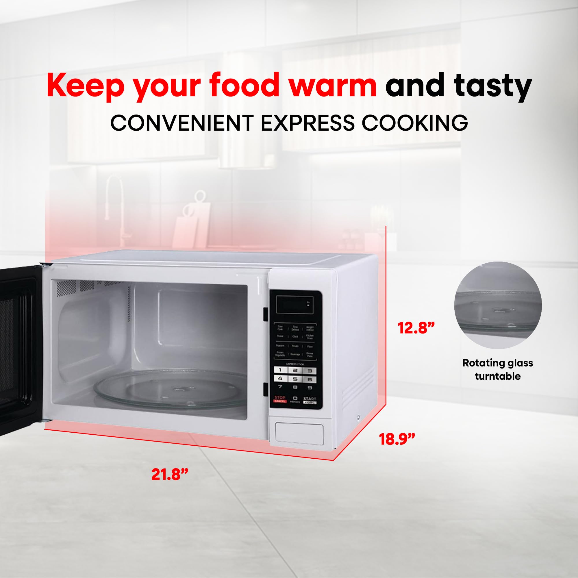 Magic Chef 1.6 Cu Ft Countertop Microwave Oven - 1100W Compact Small Microwave for Kitchen, Dorm, Office - White
