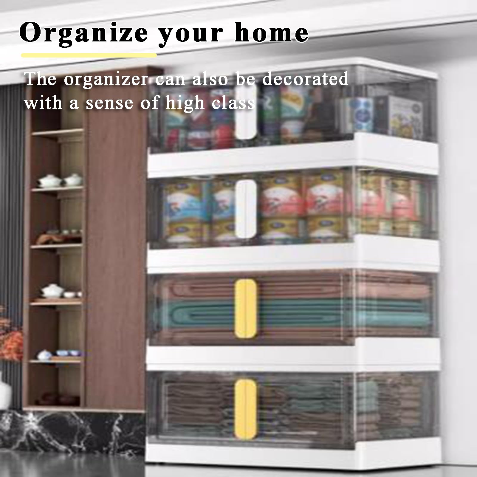 Clear Plastic Storage Bins with Lids - Stackable Organizing Bins with Wheels & Open Front Design - Perfect for Dorm Room, Closet, Garage & Office Organization