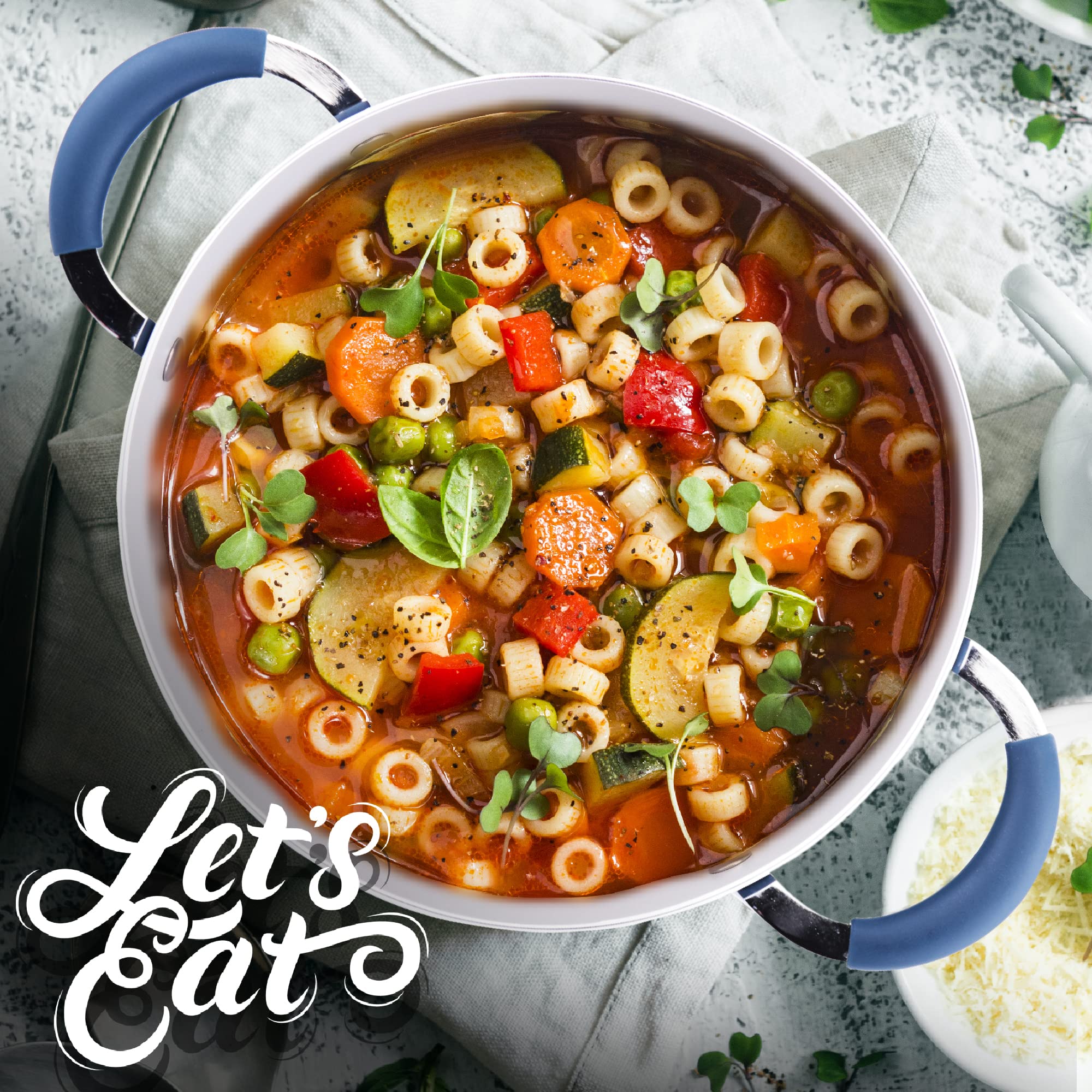 NutriChef 5 Quart Dutch Oven with Lid - Nonstick Cast Iron Pasta Pot with Tempered Glass Cover, Compatible with NCCW14SBLU & NCCW20SBLU - Perfect for Slow Cooking, Braising, Baking Bread & Serving Dishes