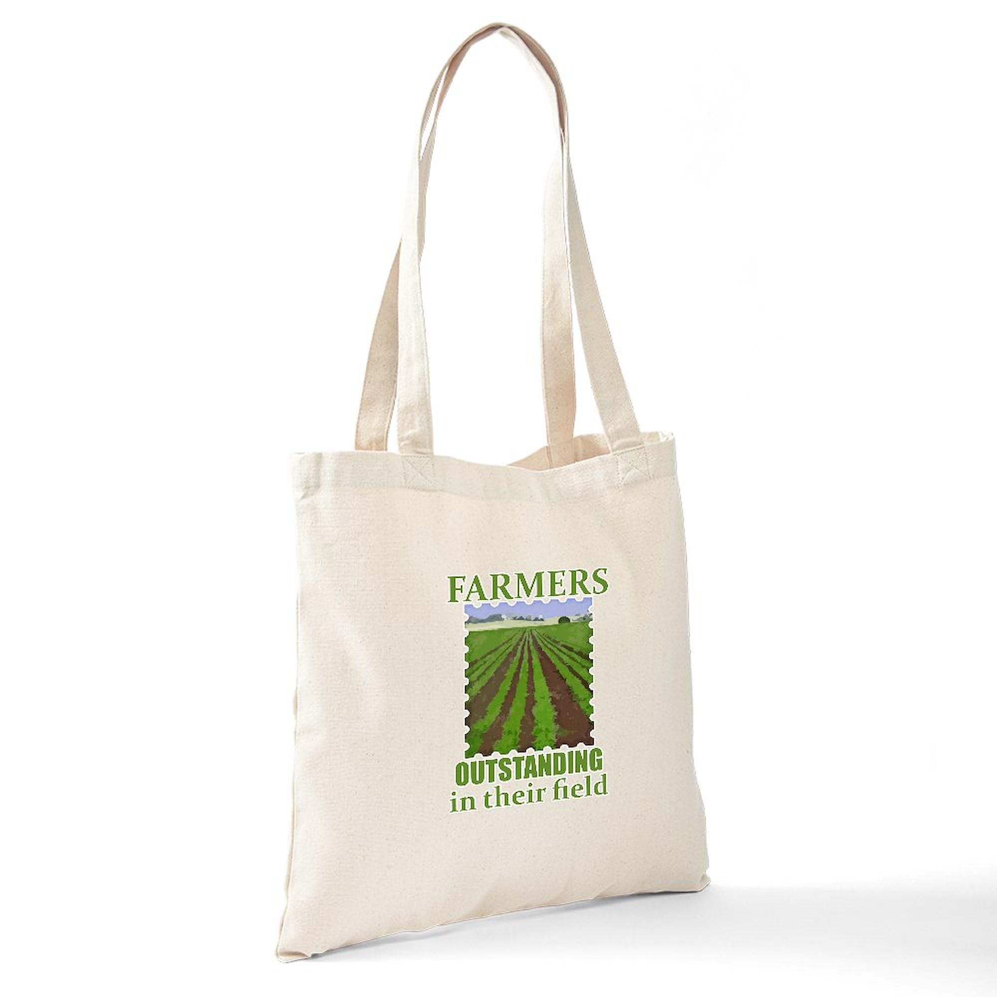 Outstanding Farmers Tote Bag - Natural Canvas Reusable Shopping Bag for Groceries, Farmers Market & Eco-Friendly Lifestyle