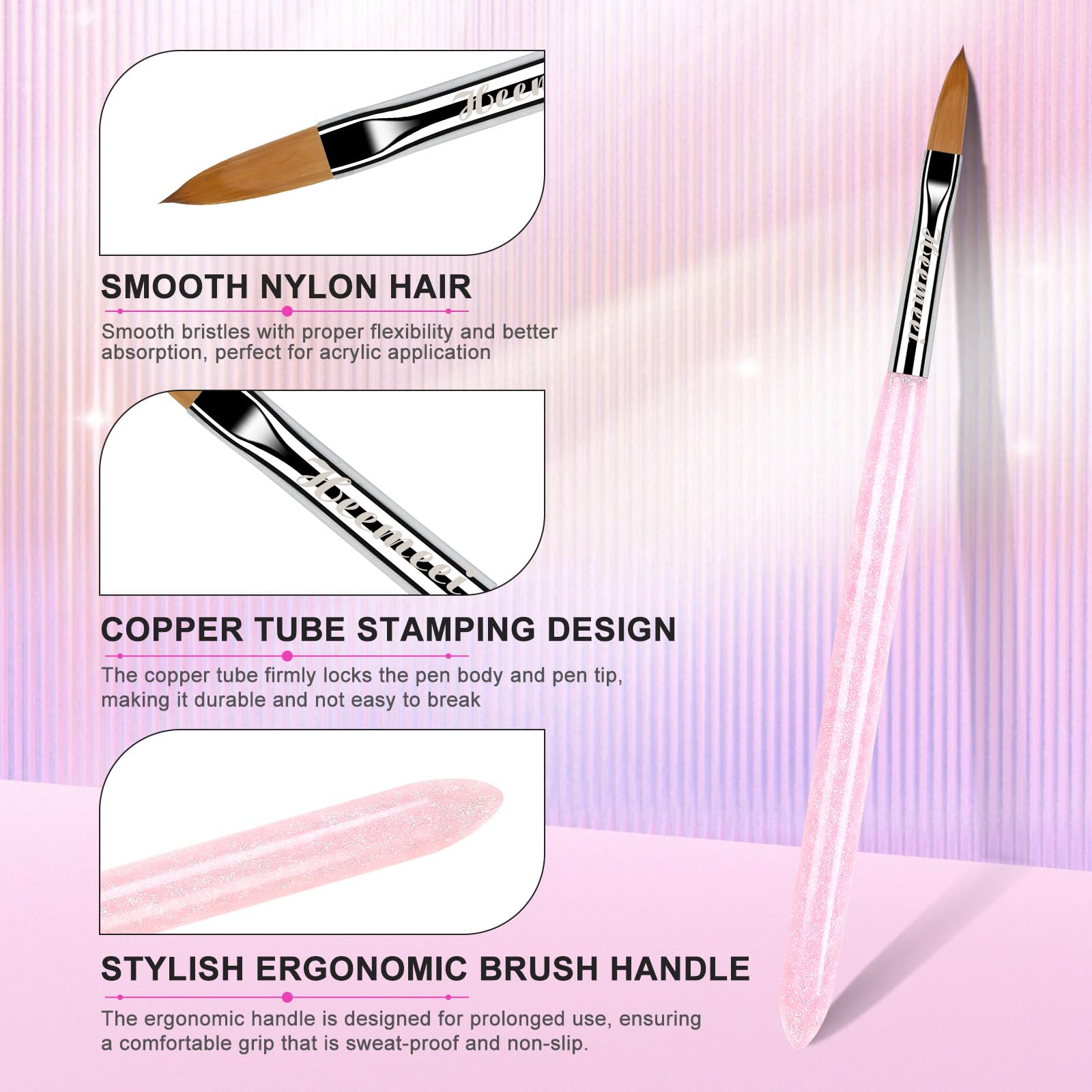 3Pcs Acrylic Nail Brush Set for Nail Art & 3D Carving - Salon & DIY Use