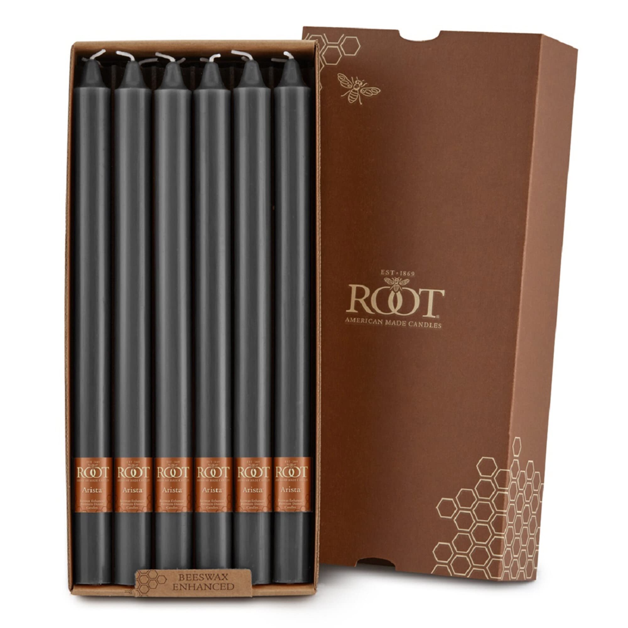 Premium Unscented Beeswax Blend Dinner Candles - 12-Inch Root Candles in Stone Box Set for Elegant Dining, Romantic Ambiance & Home Decor