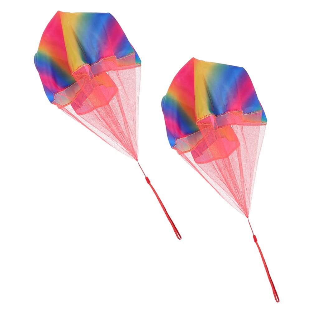 NUOBESTY Hand Throw Parachute Toys - 2PCS Colorful Outdoor Free Throwing Parachute for Kids - Perfect for Backyard Play, Park Activities & Birthday Parties