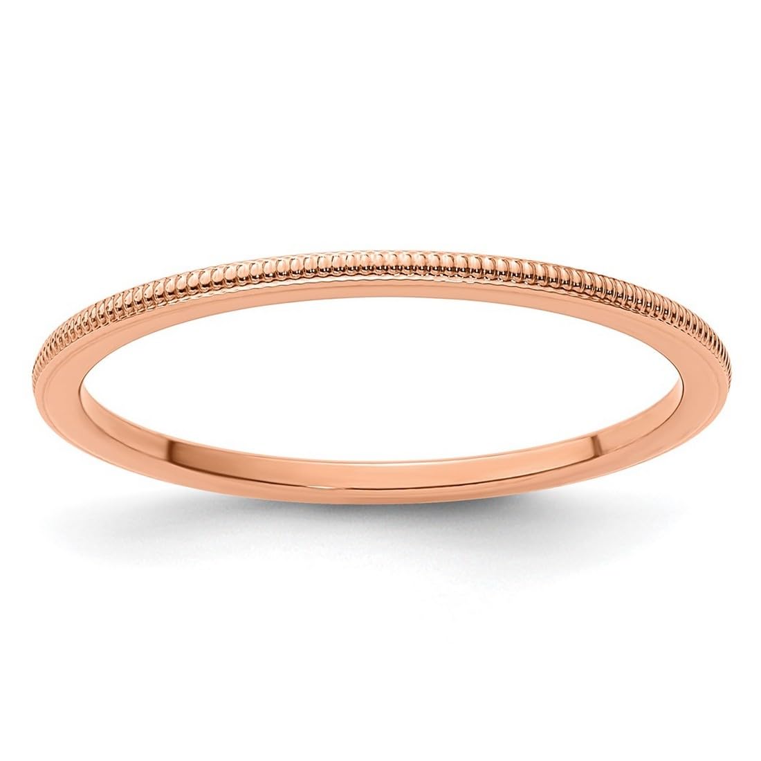 10K Gold Milgrain Stackable Band Ring for Women - Wedding, Anniversary, or Promise Ring in Rose, White & Yellow Gold | 1.2mm Thin, Multiple Sizes | Perfect for Everyday Wear, Stacking & Special Occasions
