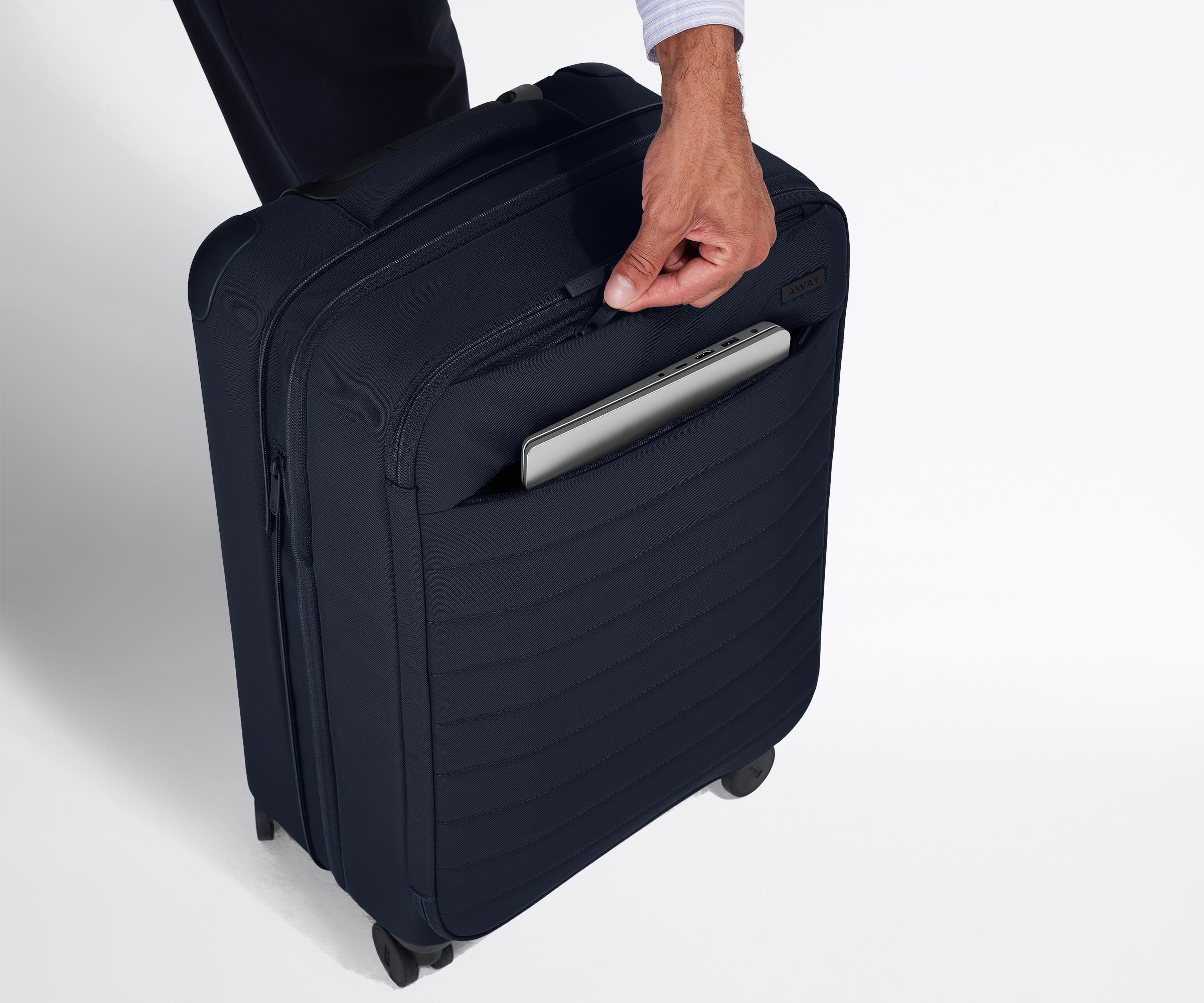 Navy Blue Softside Bigger Carry On Luggage - Lightweight Expandable Suitcase for Travel, Business Trips & Weekend Getaways