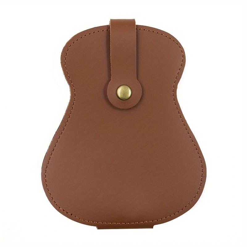 Premium Handmade PU Leather Guitar Pick Holder Case - 18 Slots for Guitar Picks (Brown) | Durable & Stylish Accessory for Musicians | Perfect for Guitarists, Bass Players & Ukulele Performers