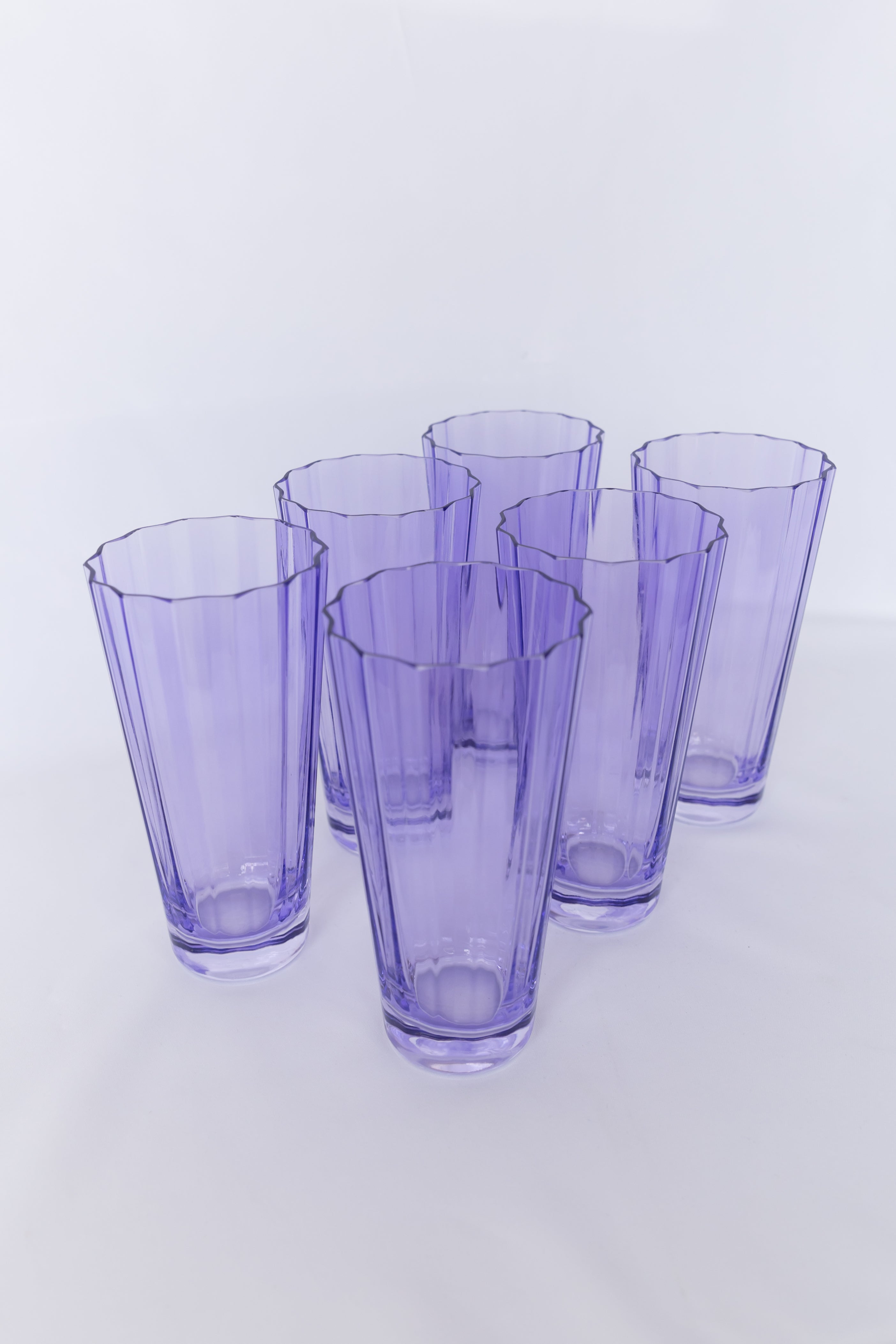 Estelle Colored Sunday Highball Glasses Set of 6 - Elegant Lavender Drinking Glasses for Cocktails, Juice & Iced Tea - Perfect for Home Bar, Dinner Parties & Summer Entertaining