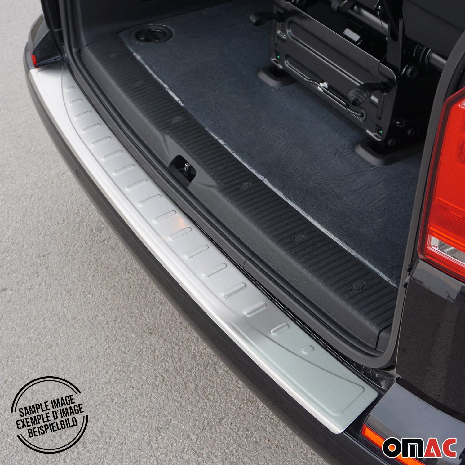 OMAC Brushed Steel Rear Bumper Sill Cover for Mercedes Sprinter W907 W910 (2019-2025) - Durable Protection & Stylish Upgrade for Van Exterior